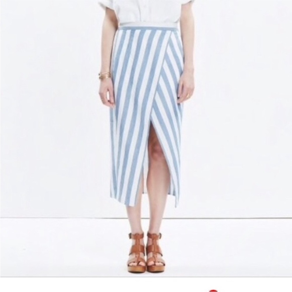 Madewell Striped Linen midi skirt